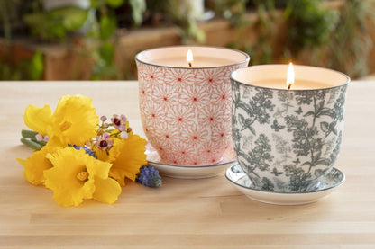 These soy blend candles make great re-usable gifts as they turn into flower pots when the wax is gone! Poured in the United States by women artisans. 