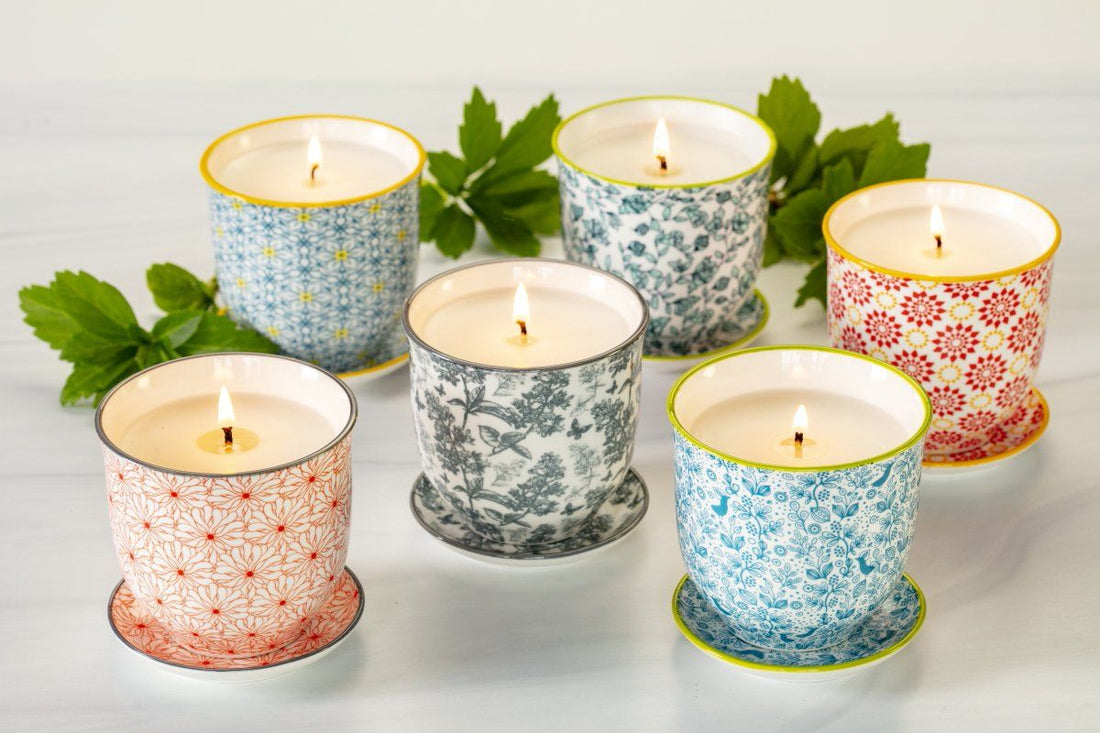 These soy blend candles turn into flower pots when the wax is gone! Poured in the United States by women artisans. 