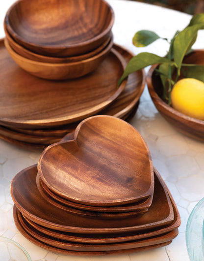 Acacia Wood Heart Trays | The Little Market