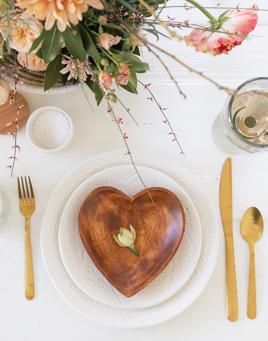 Acacia Wood Heart Tray | The Little Market